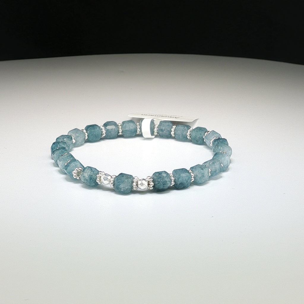 Aquamarin Armband in Würfel Optik & 925 Silber