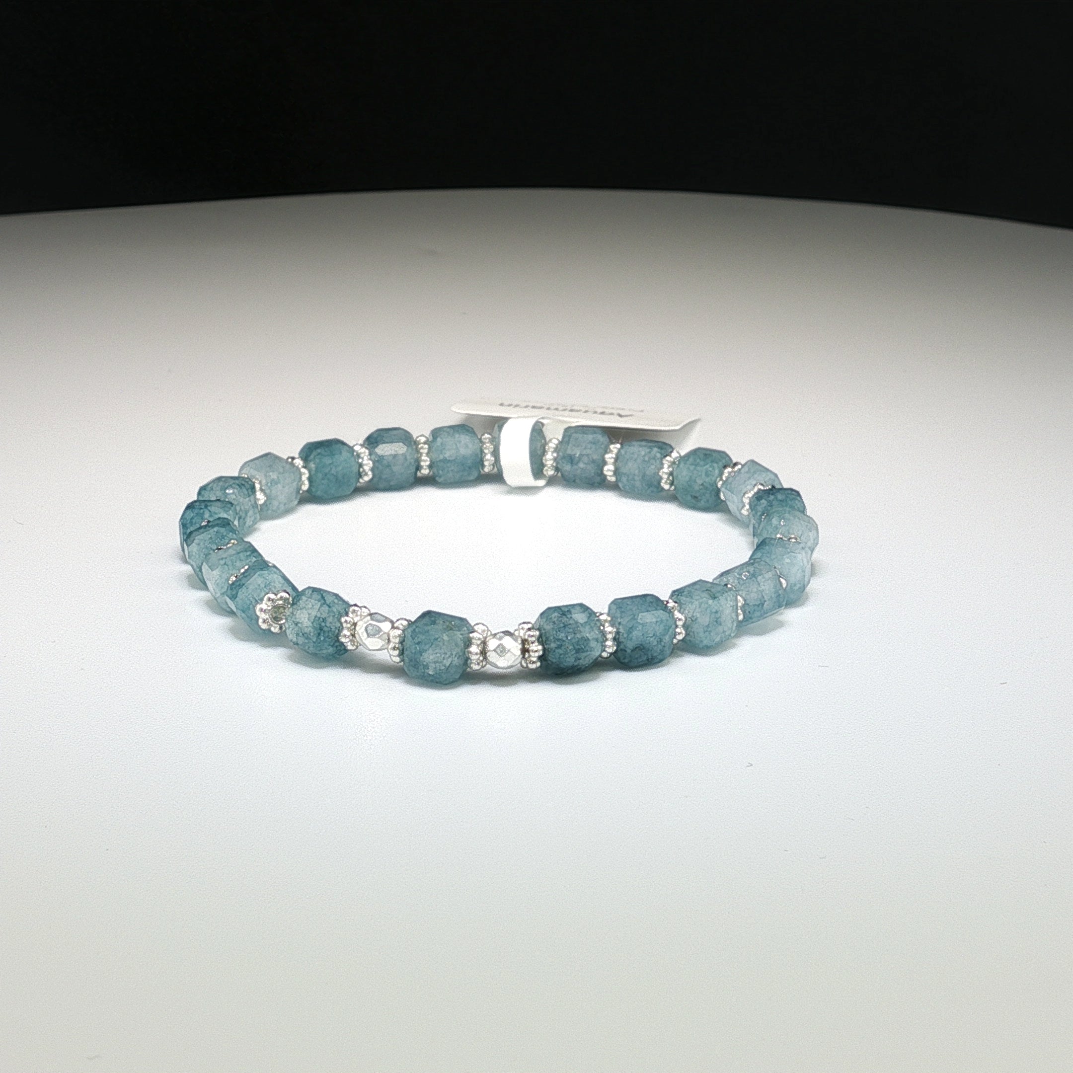 Aquamarin Armband in Würfel Optik & 925 Silber