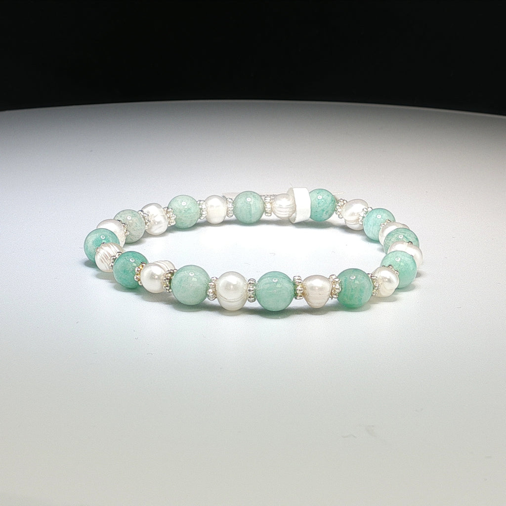 Amazonit & Perlen Armband