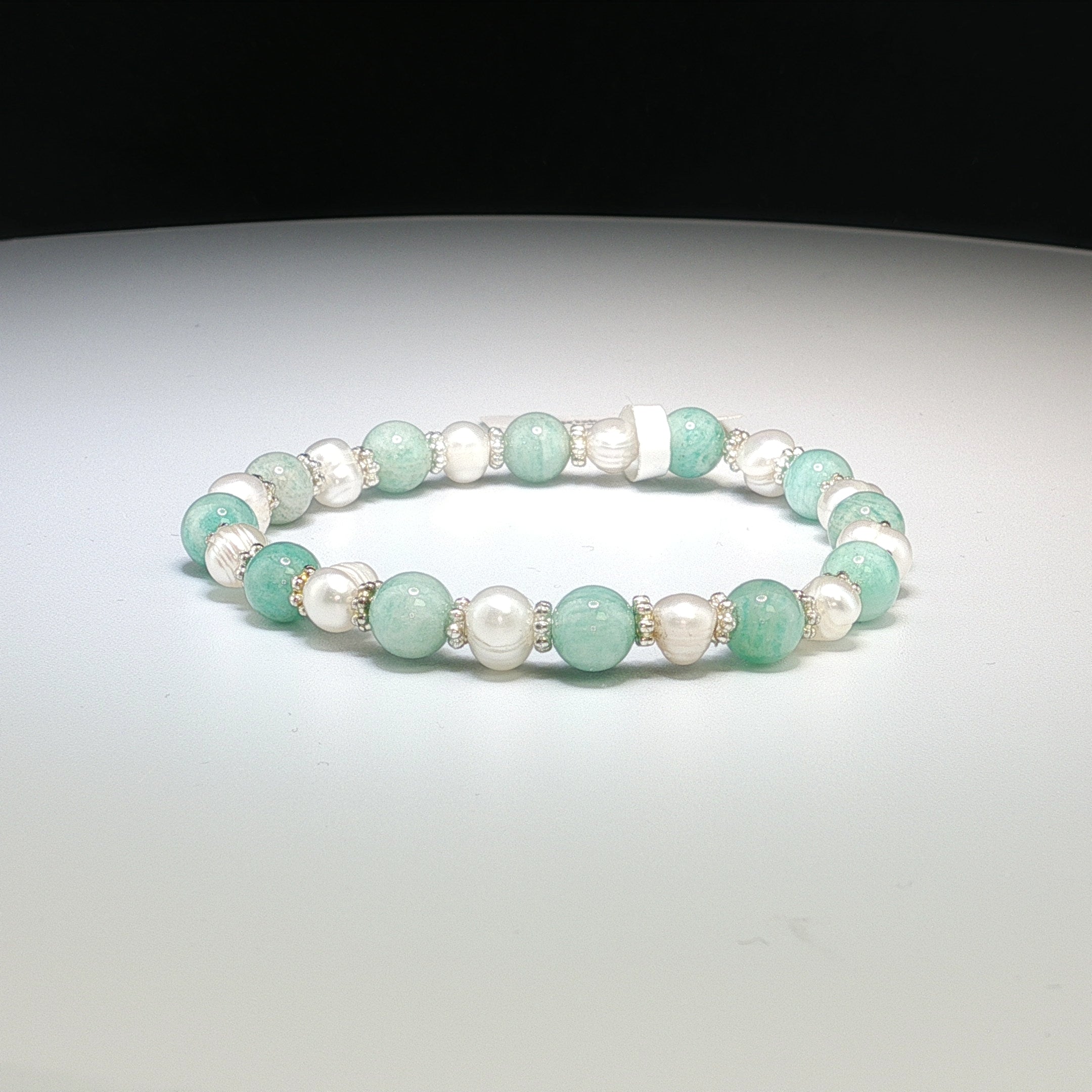 Amazonit & Perlen Armband