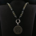 Elegante Herrenkette aus Serpentin mit Onyx- und Hämatit-Kugeln