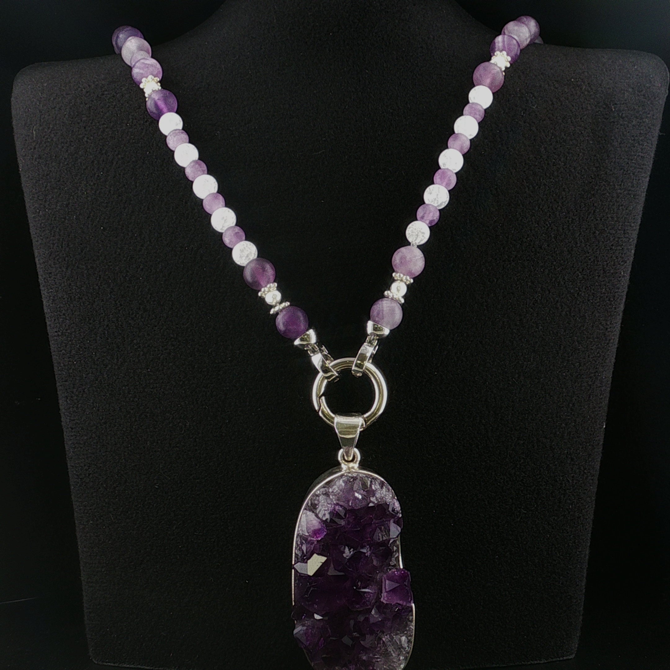 matte Amethyst & Bergkristall Halskette