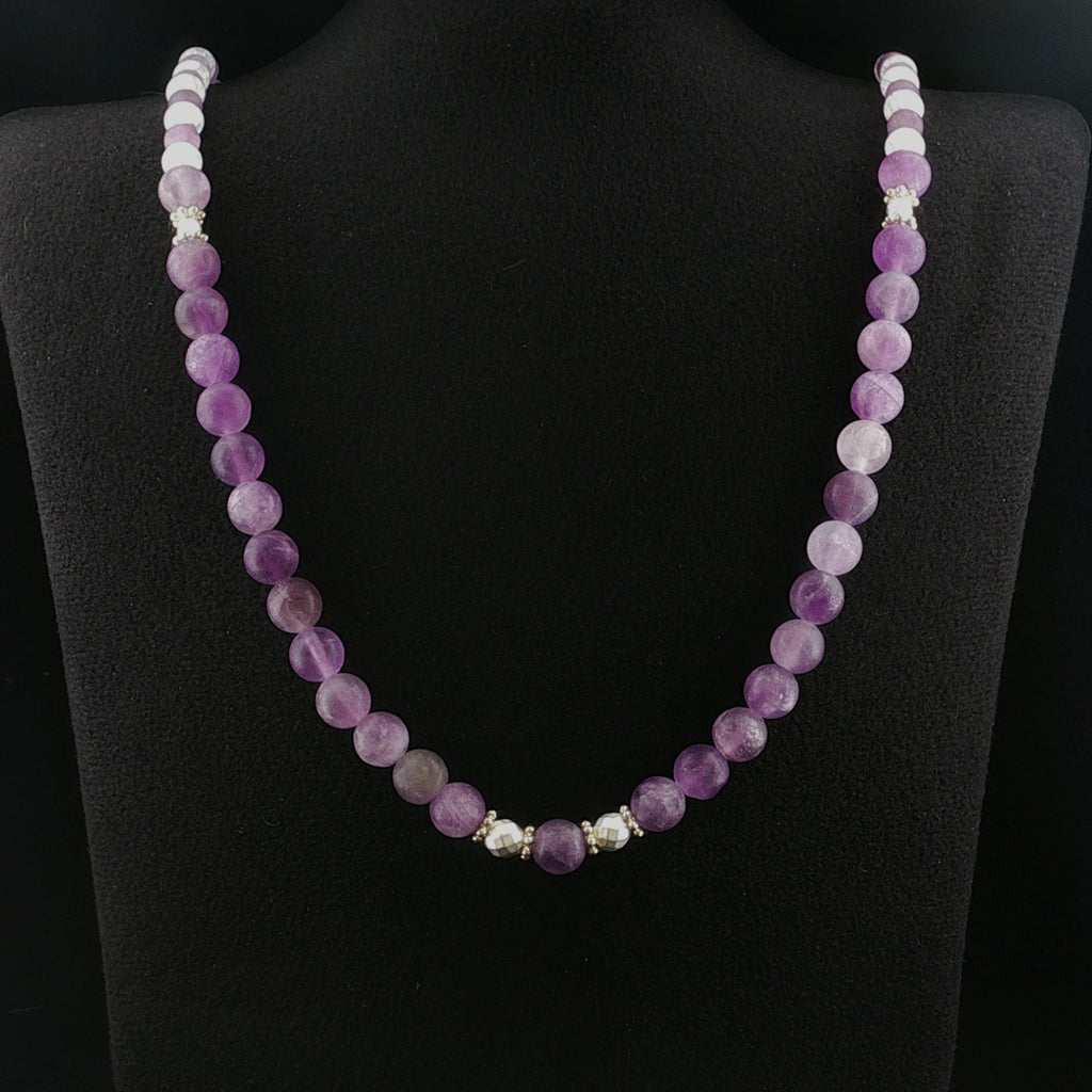 matte Amethyst & Bergkristall Halskette