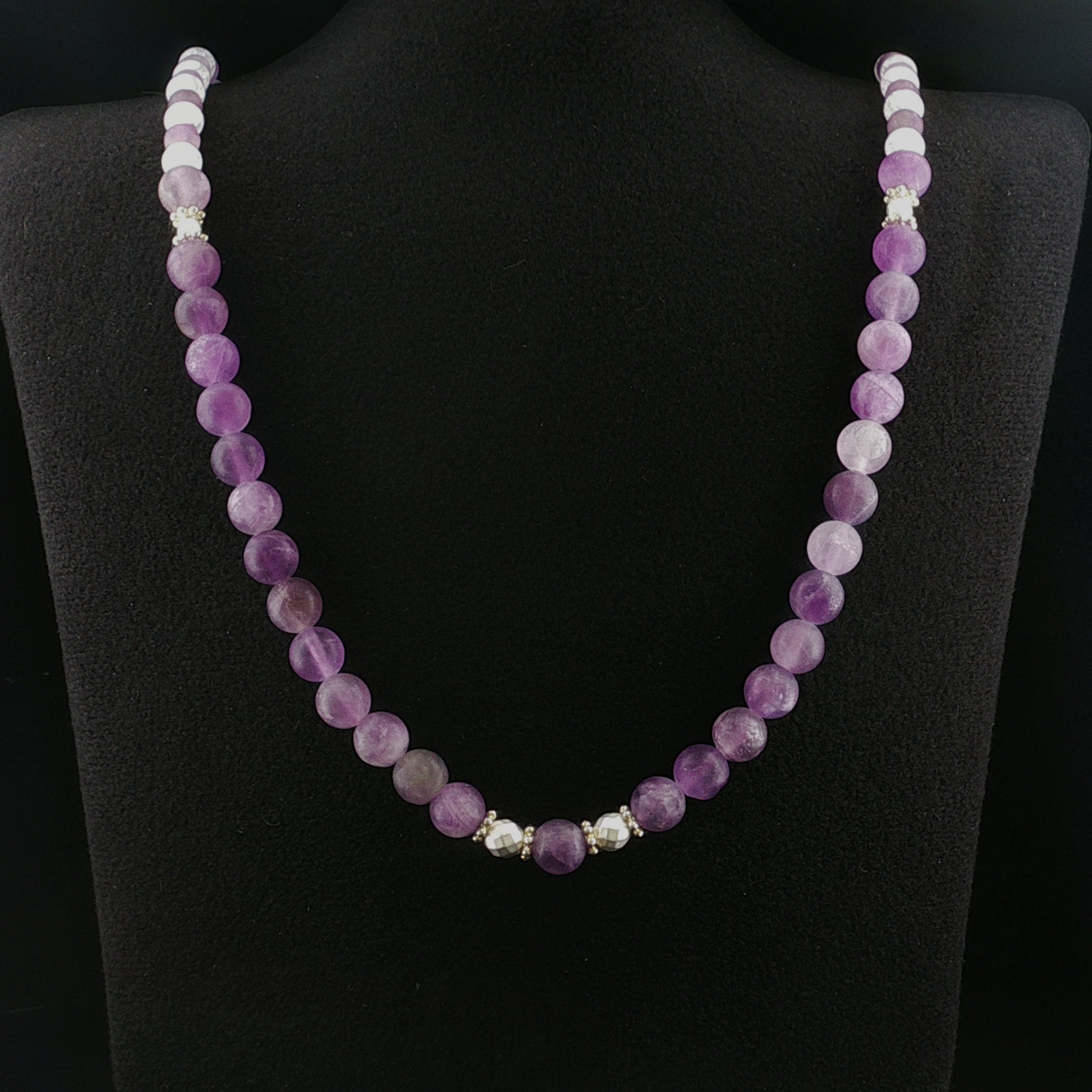 matte Amethyst & Bergkristall Halskette