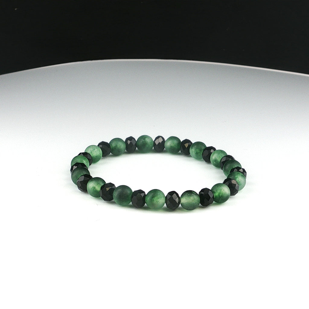 Armband mit grünem Chalcedon und schwarzem Turmalin (Schörl)