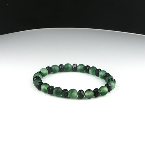 Armband mit grünem Chalcedon und schwarzem Turmalin (Schörl)