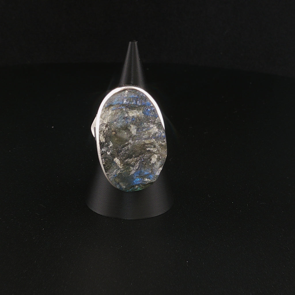 Roher Labradorit Stein Ring