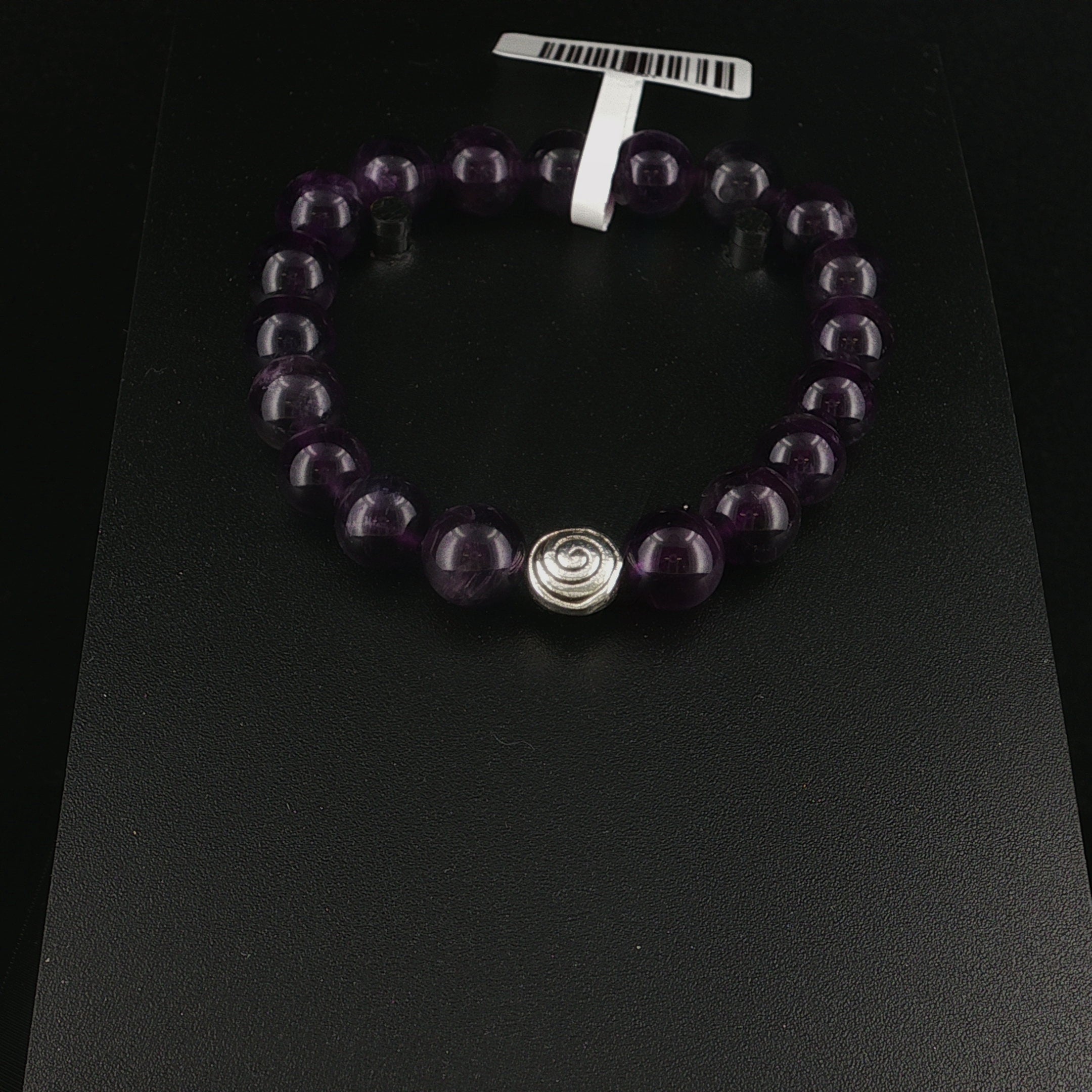 Amethyst-Perlenarmband mit Silber 925 Zwischenteil