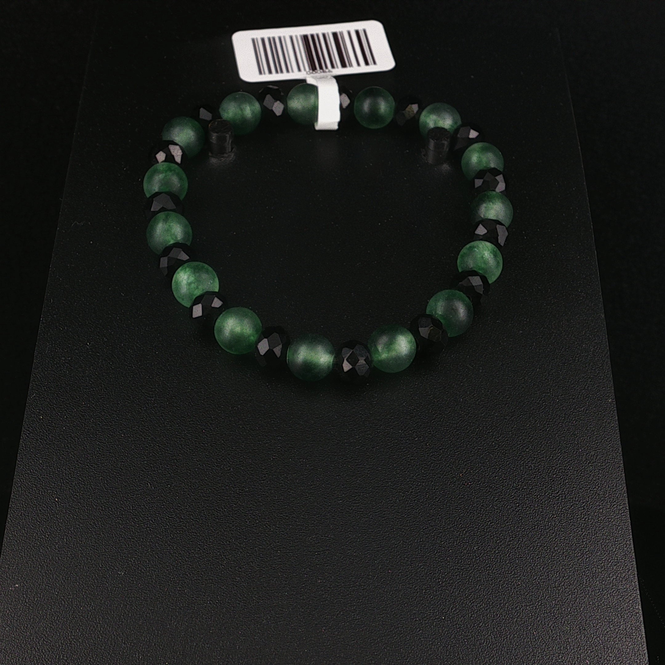 Armband mit grünem Chalcedon und schwarzem Turmalin (Schörl)