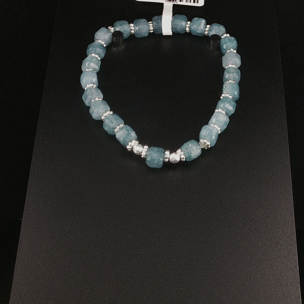 Aquamarin Armband in Würfel Optik & 925 Silber