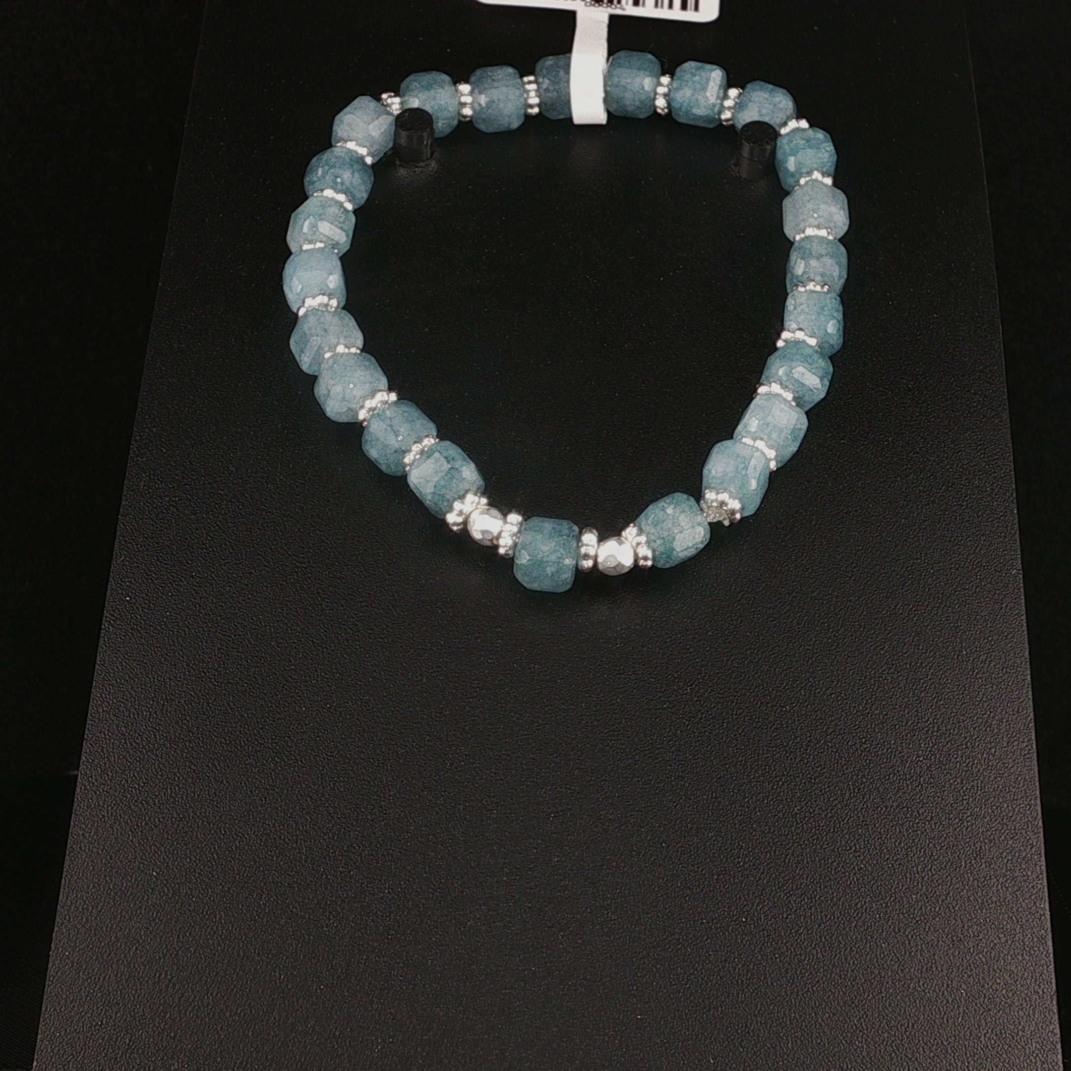 Aquamarin Armband in Würfel Optik & 925 Silber