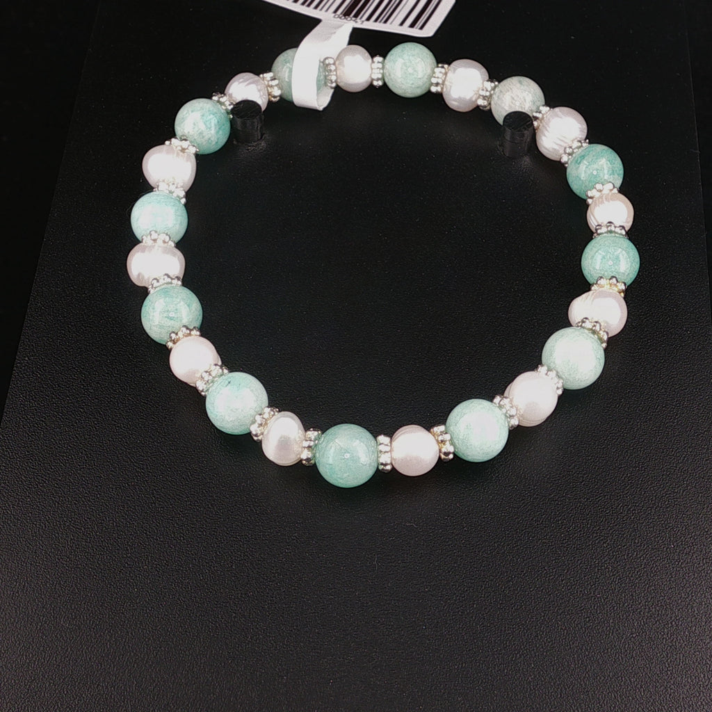 Amazonit & Perlen Armband
