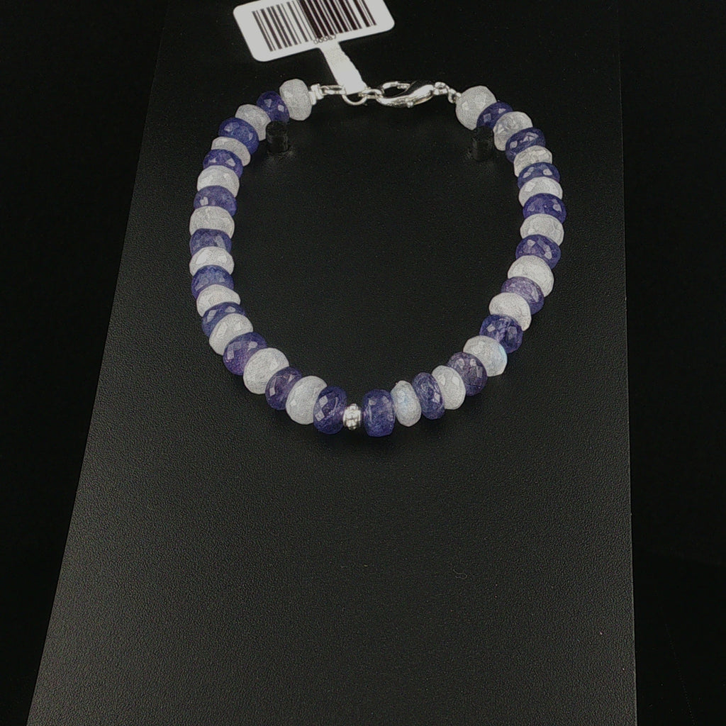 Exklusives Tanzanit und Regenbogen Mondstein Armband