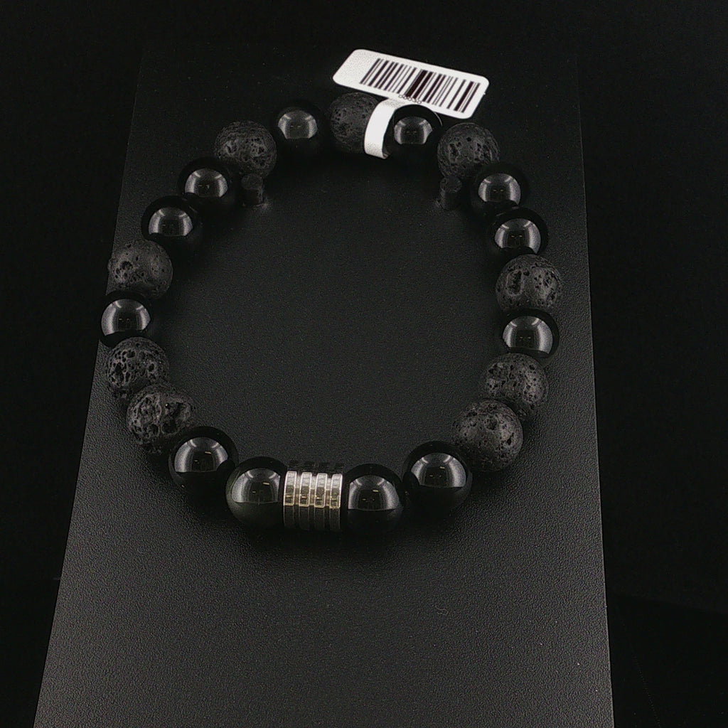 Regenbogen-Obsidian & Lavastein Armband