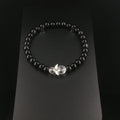 Elegantes silber Obsidian-Armband mit Bergkristall-Engel