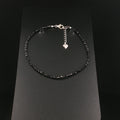 Edelstein-Armband mit facettierten schwarzen Turmalin-Perlen und Silberverschluss