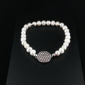 Perlenarmband mit Blume des Lebens Anhänger aus Silber