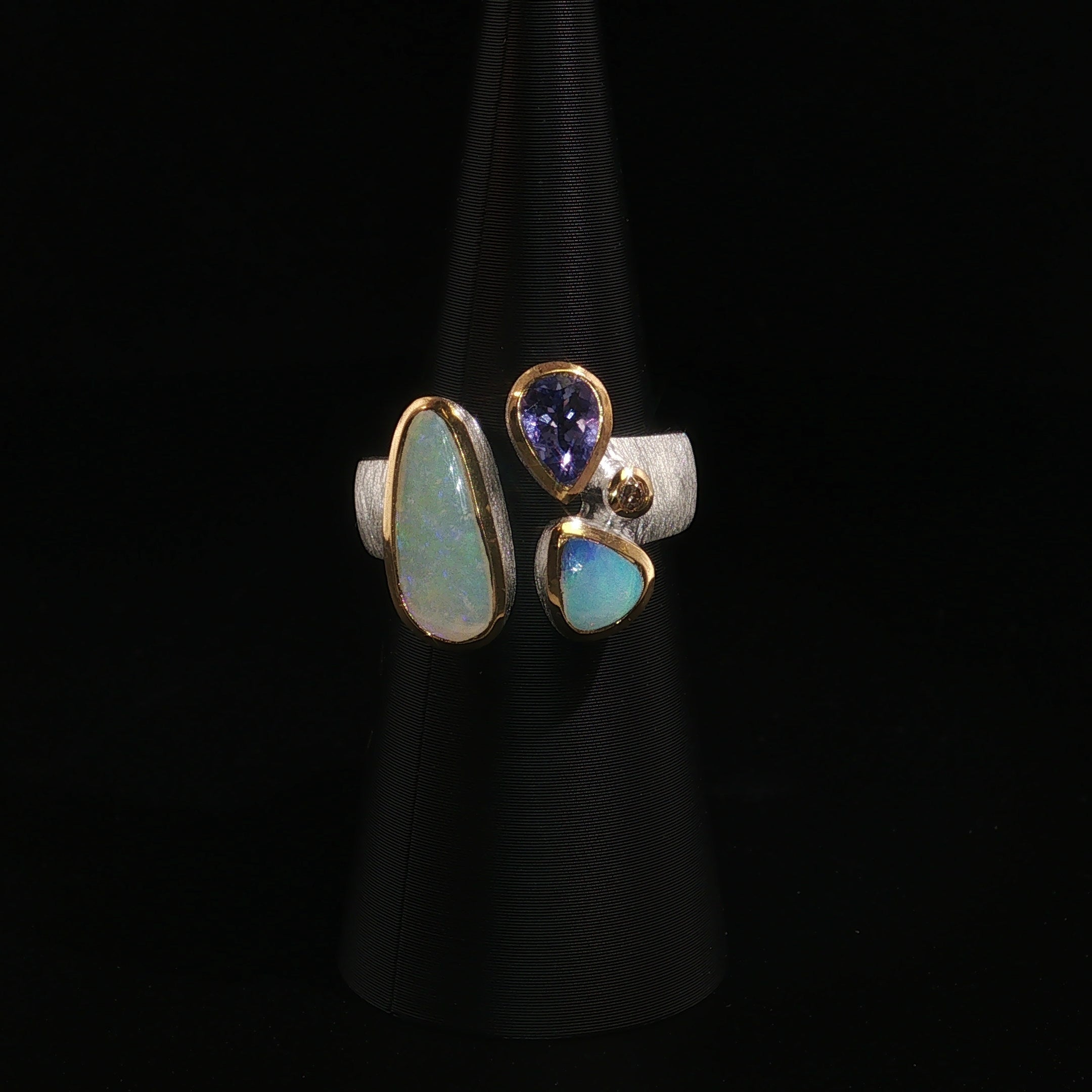 Opal-Tansanit-Diamant Cocktailring