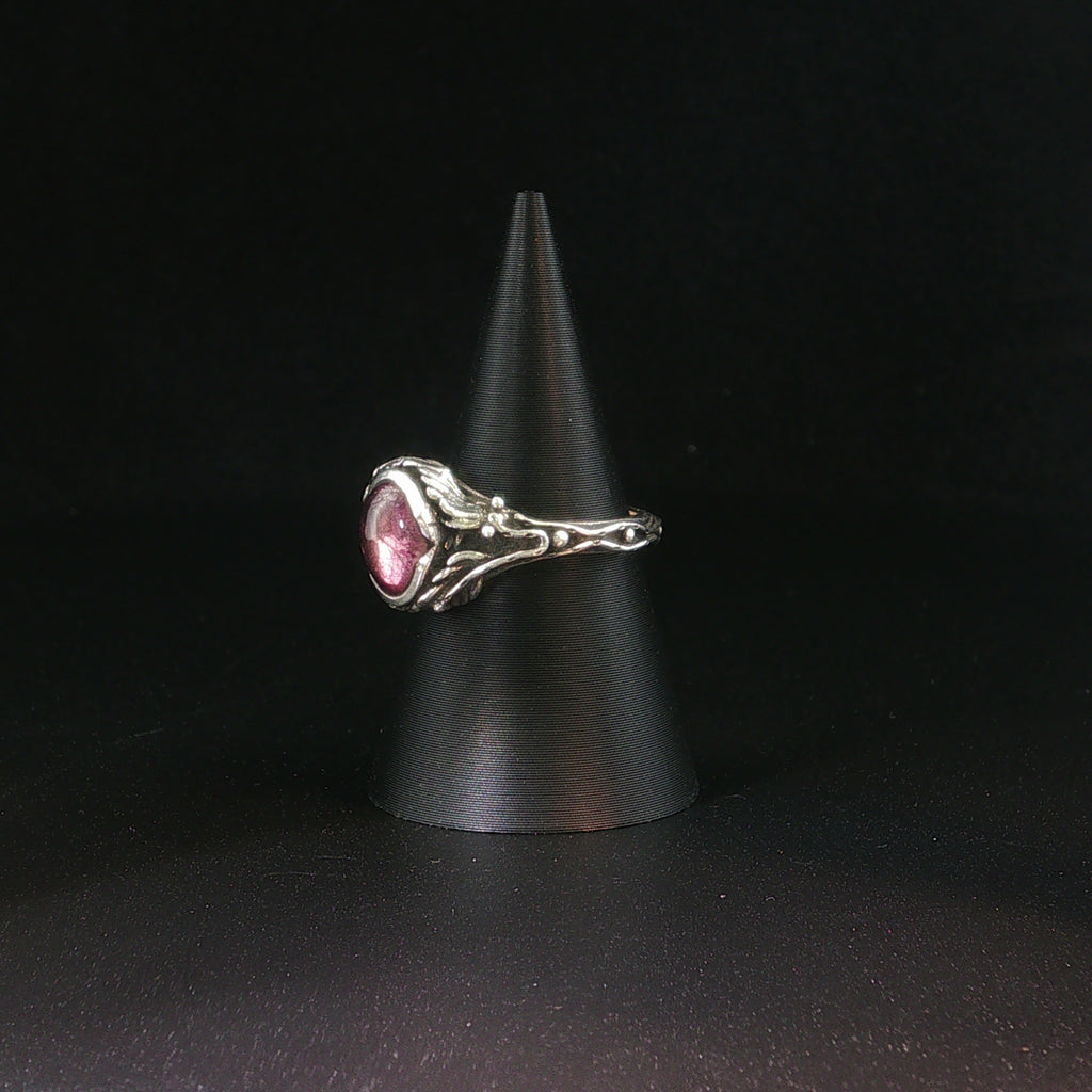 Silber-Solitärring mit pinkem Turmalin-Cabochon
