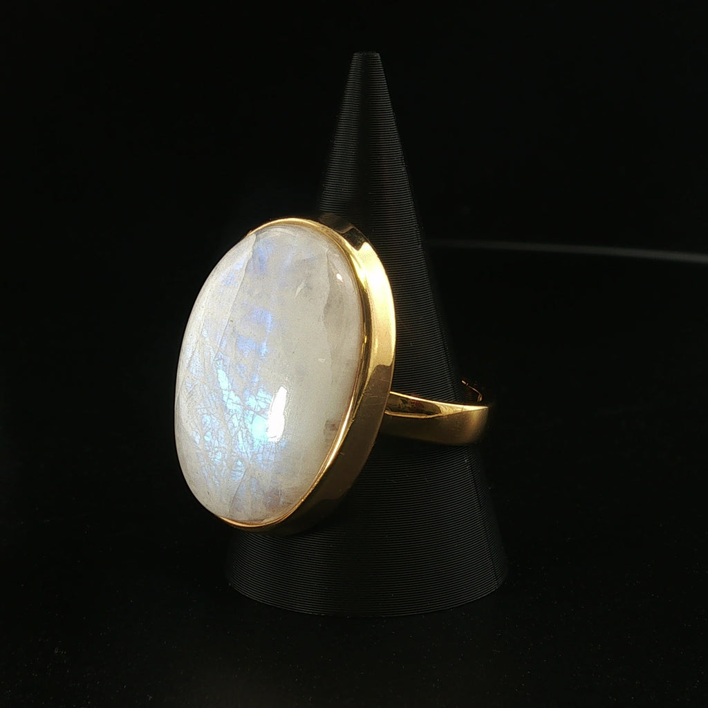 Regenbogen Mondstein Ring