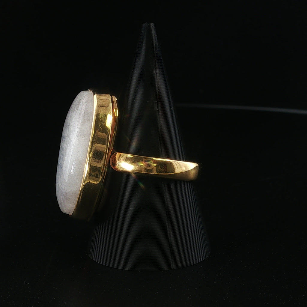 Regenbogen Mondstein Ring
