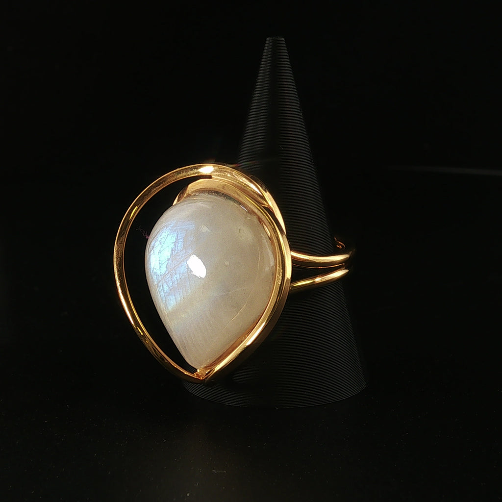 Regenbogen Mondstein Ring